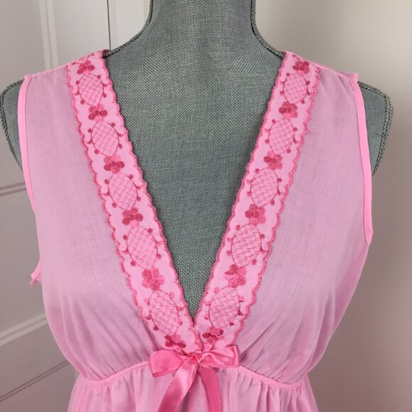 Vintage Robe & Nightie sz M-L - Fuchsia - Picture 11 of 14